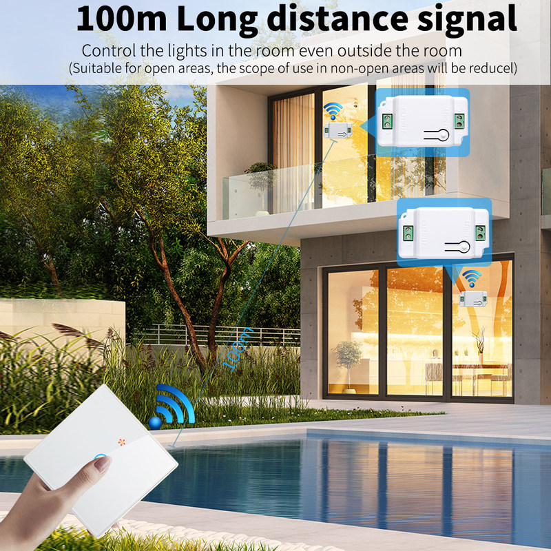Interruptores de parede com toque sem fio RF433 1gang Luxury Glass Panel Remote Control Switch Light support voice control