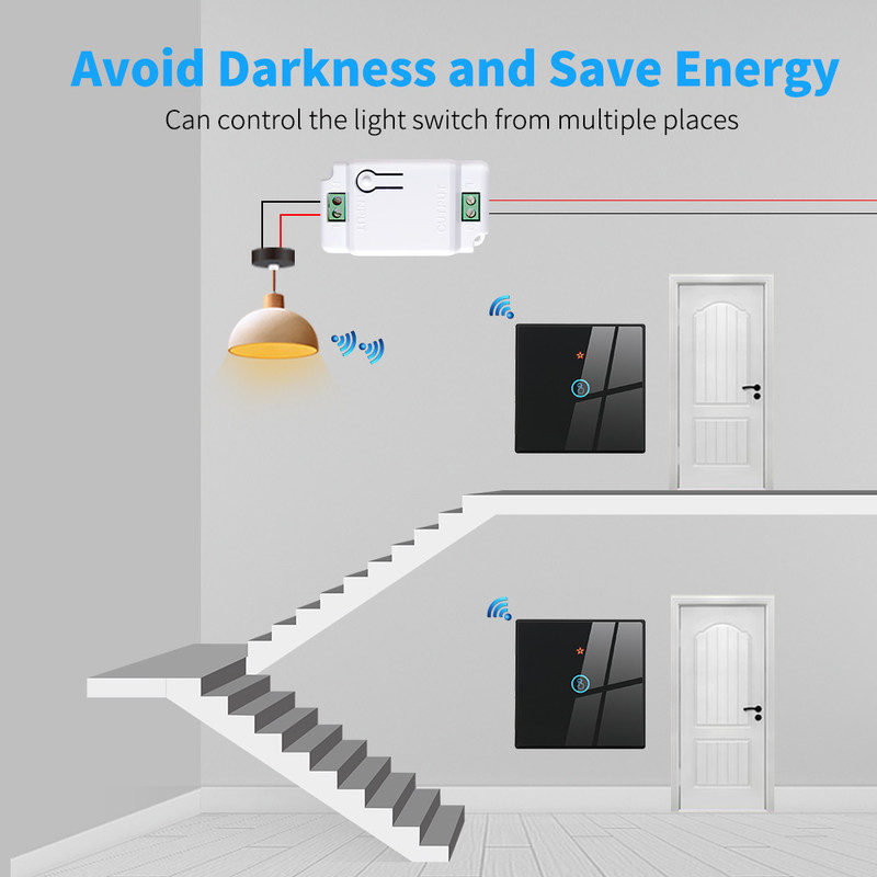 Interruptores de parede com toque sem fio RF433 1gang Luxury Glass Panel Remote Control Switch Light support voice control