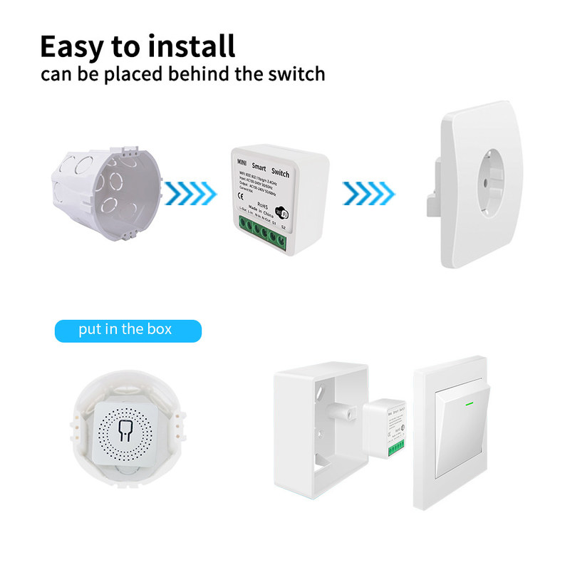 DIY Homekit Smart Switch MINI Smart Home Modifier Tuya Zigbee Modulo de relevo suporte a controle remoto e de voz fácil de instalar