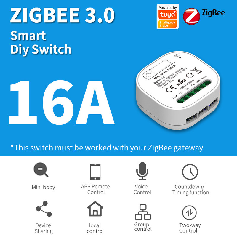 Smart Home Automation Interruptor de luz remoto 16A Modulo de interruptor Tuya Smart Timer Light Switch de parede suporte de controle de voz