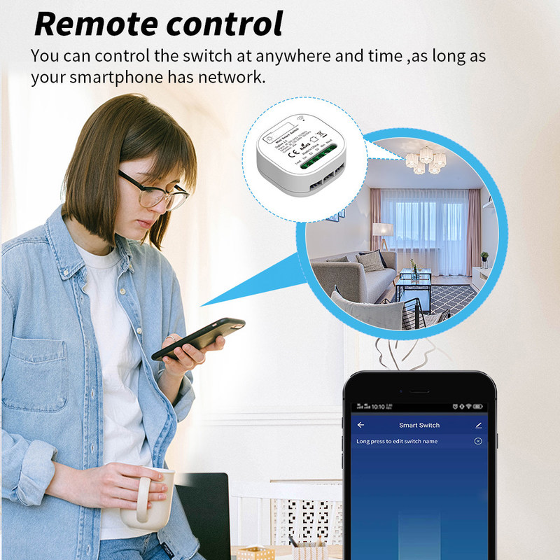 Smart Home Automation Interruptor de luz remoto 16A Modulo de interruptor Tuya Smart Timer Light Switch de parede suporte de controle de voz