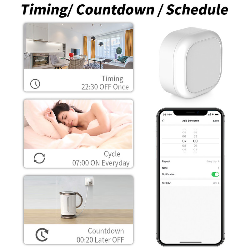 Smart Home Automation Interruptor de luz remoto 16A Modulo de interruptor Tuya Smart Timer Light Switch de parede suporte de controle de voz