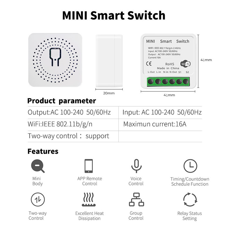 Da vida esperta de Smart do módulo do disjuntor do interruptor de Tuya 16A 10A Wifi temporizador de controle remoto do relé da voz do interruptor do APP