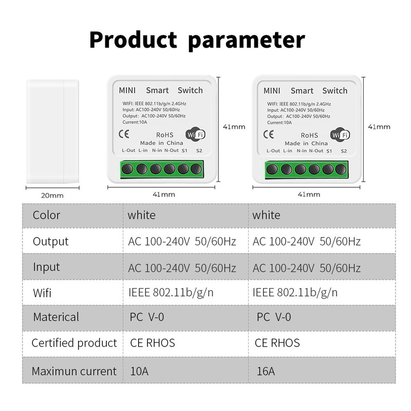 Tuya Alexa Timer Smart Switch 10A Relay Module Função Remote Smart Switch suporte Google Alexa controle de voz fácil de instalar