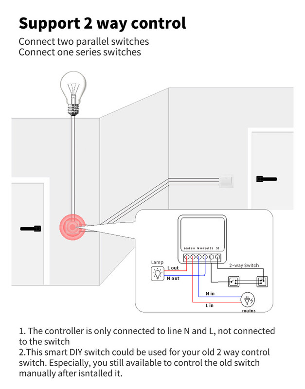 DIY MINI Homekit Mural Switch Botão Modificador Modulo de Relé Trabalhar com tuya wifi app suporte função de controle de voz