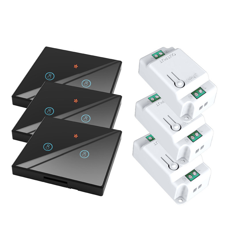 RF433 Interruptor de controle remoto sem fio Painel de vidro de cristal Interruptor de toque com disjuntor de 10A refit circuito da versão antiga