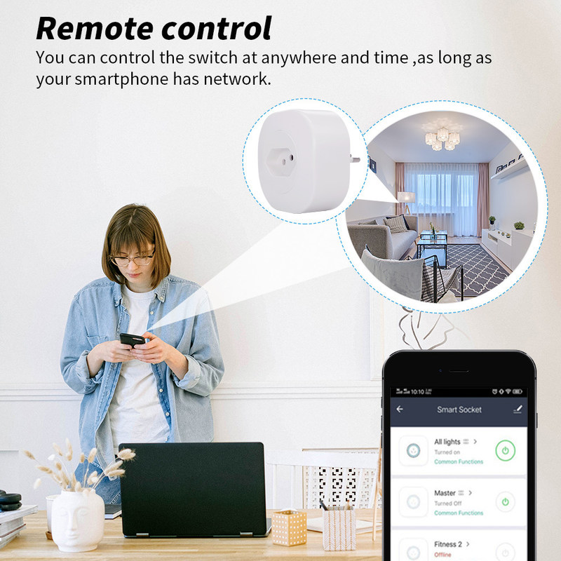 Soquete esperto padrão 16A 220V 127V 50Hz do assoalho de Brasil da tomada de poder do soquete de Tuya WIFI Smart
