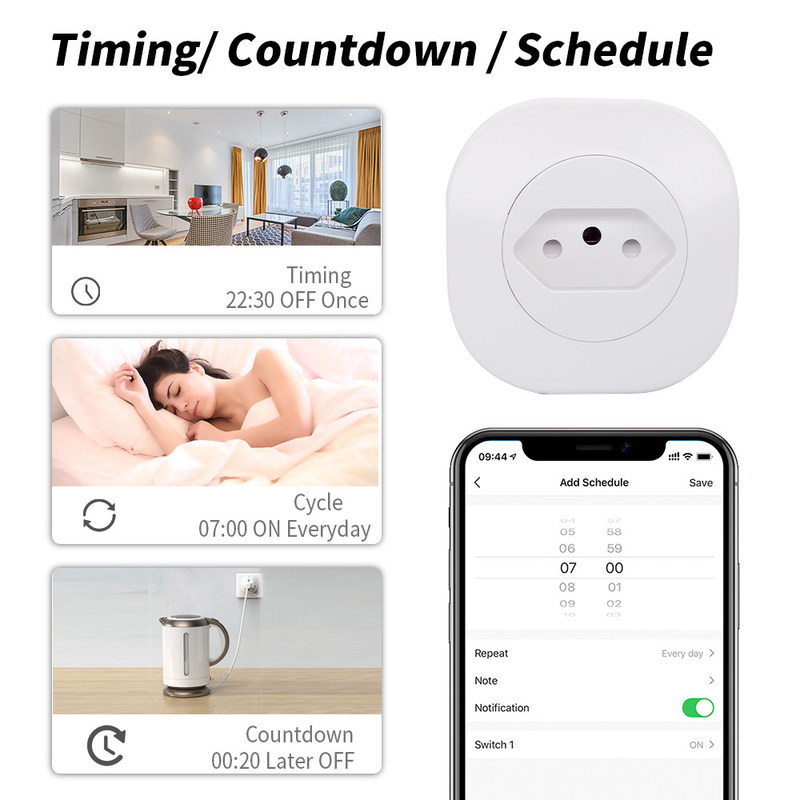 Soquete esperto padrão 16A 220V 127V 50Hz do assoalho de Brasil da tomada de poder do soquete de Tuya WIFI Smart