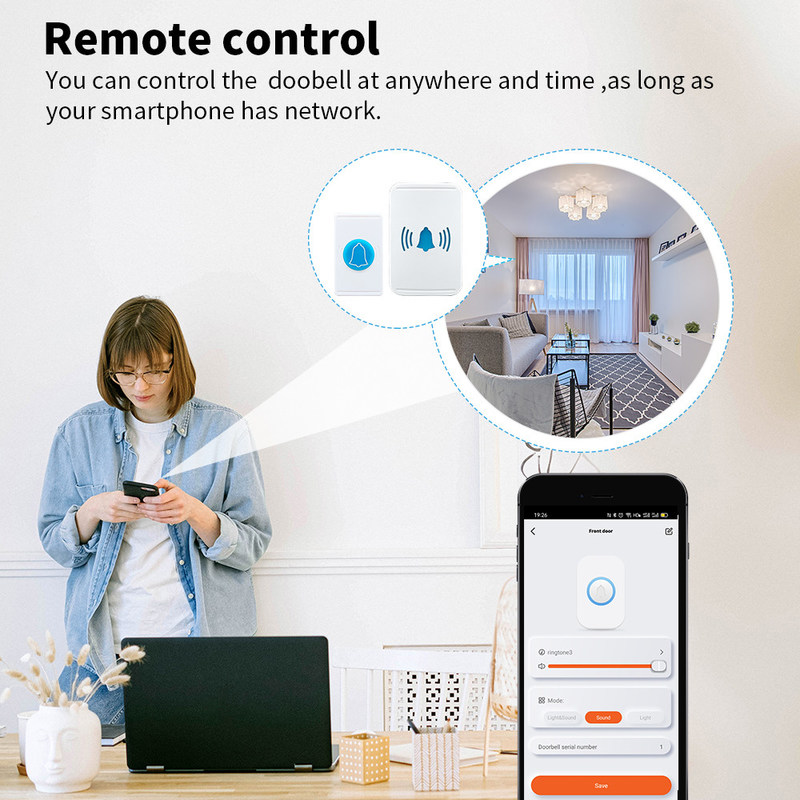 câmera esperta de controle remoto da campainha de Wifi da definição alta video sem fio de Bell de porta 30W
