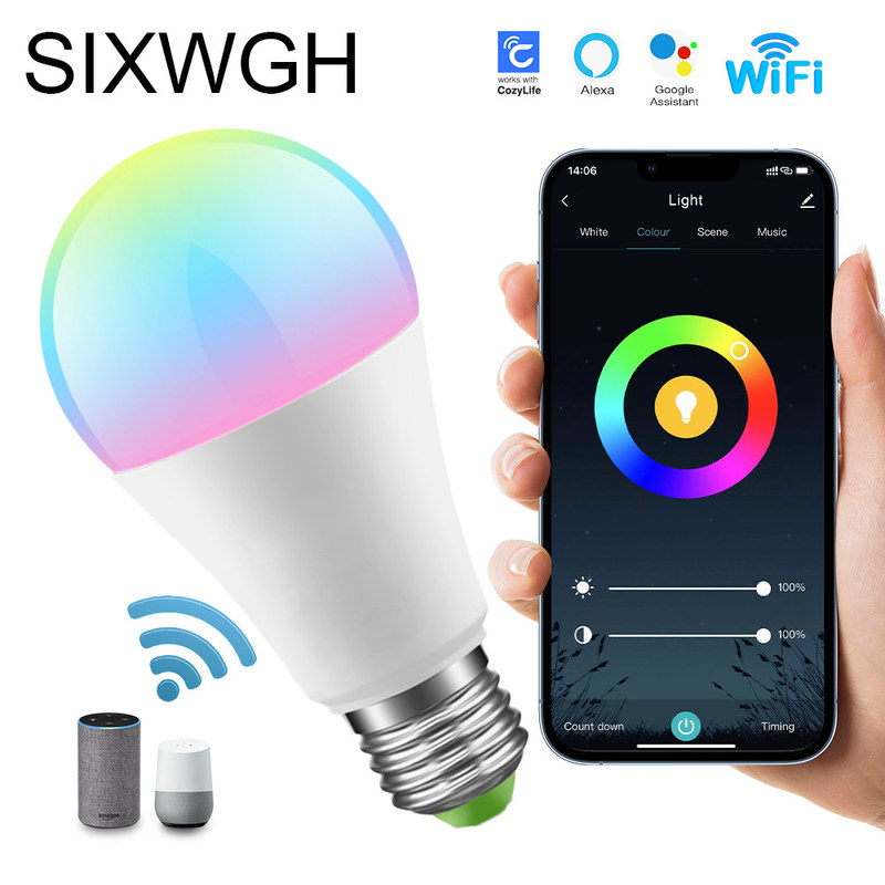 Grafittis Bluetooth RGB do agregado familiar 	Luz da decoração da atmosfera do bulbo do bulbo 9W do diodo emissor de luz de Wifi