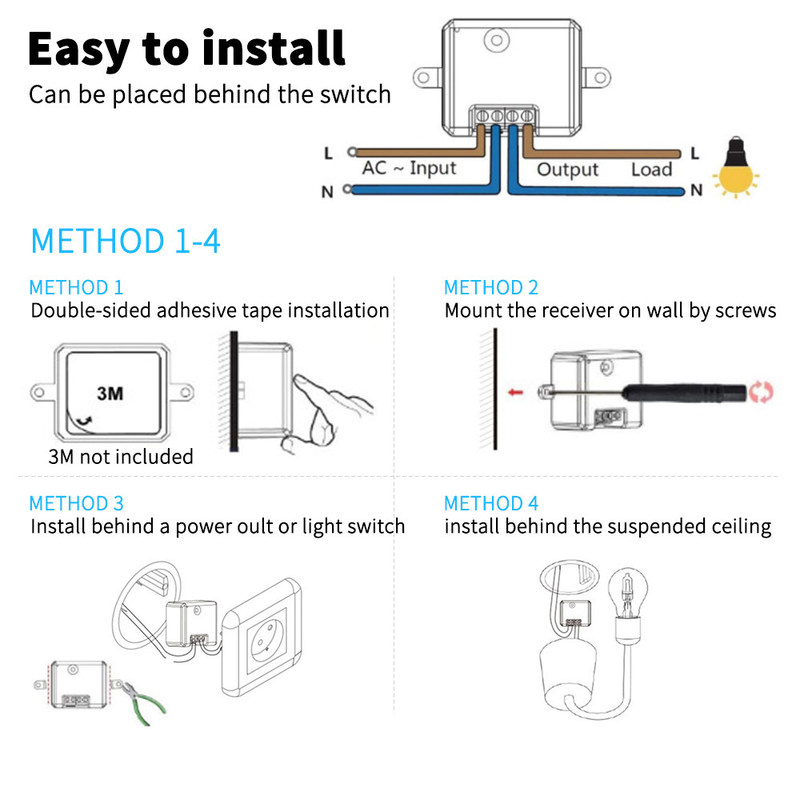Tuya Wireless Remote Control Switch controlador e receptor correspondência com Tuya módulo suporte Google Alexa controle de voz