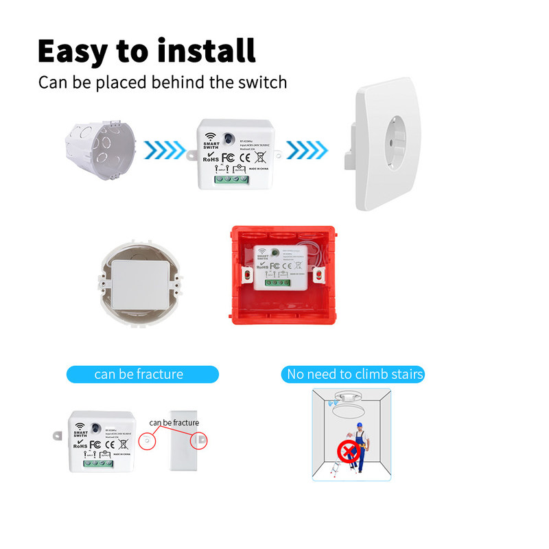 Tuya Wireless Remote Control Switch controlador e receptor correspondência com Tuya módulo suporte Google Alexa controle de voz