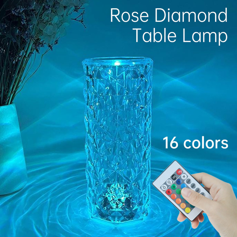 Três cores modernas RGB Rosa colorida Lâmpada de mesa de beira de cama Controle táctil Dimming infinito