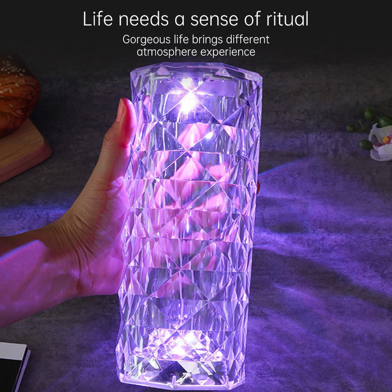 Três cores modernas RGB Rosa colorida Lâmpada de mesa de beira de cama Controle táctil Dimming infinito