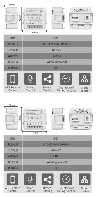 Comutadores inteligentes wifi Controle remoto e de voz com programação e automação, monitorização de energia, fácil instalação e configuração,