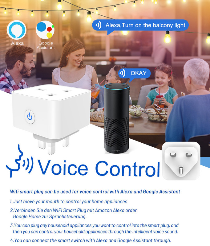 tuya wifi smart socket Plug de controle remoto e de voz com agendamento e funções de automação suportar controle de voz Alexa