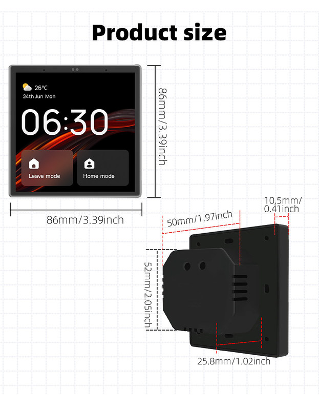 Painel de controle doméstico inteligente de 4 polegadas Dispositivo de controle remoto para automação doméstica conveniente controle de voz Alexa integrado