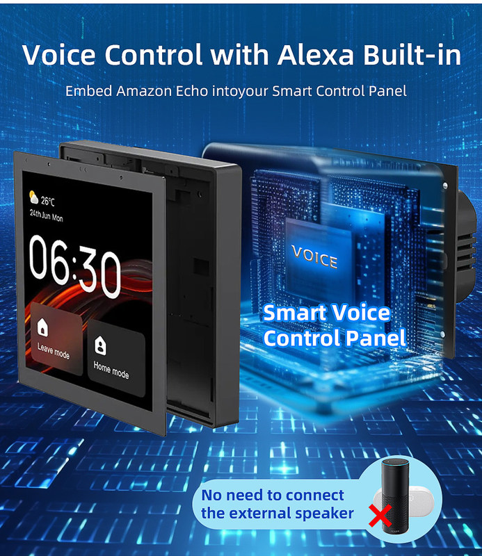 Painel de controle doméstico inteligente de 4 polegadas Dispositivo de controle remoto para automação doméstica conveniente controle de voz Alexa integrado