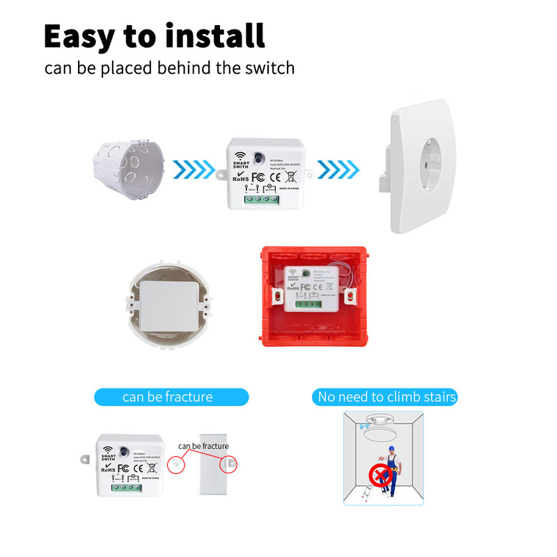 ABS Wireless Remote Control Switch 86 * 86 * 32mm Para Operação Fácil sem necessidade de bateria, suporte a várias opções de cena de controle.