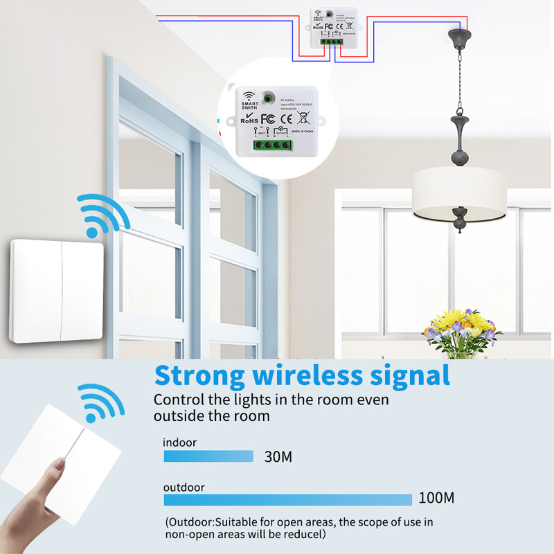 ABS Wireless Remote Control Switch 86 * 86 * 32mm Para Operação Fácil sem necessidade de bateria, suporte a várias opções de cena de controle.