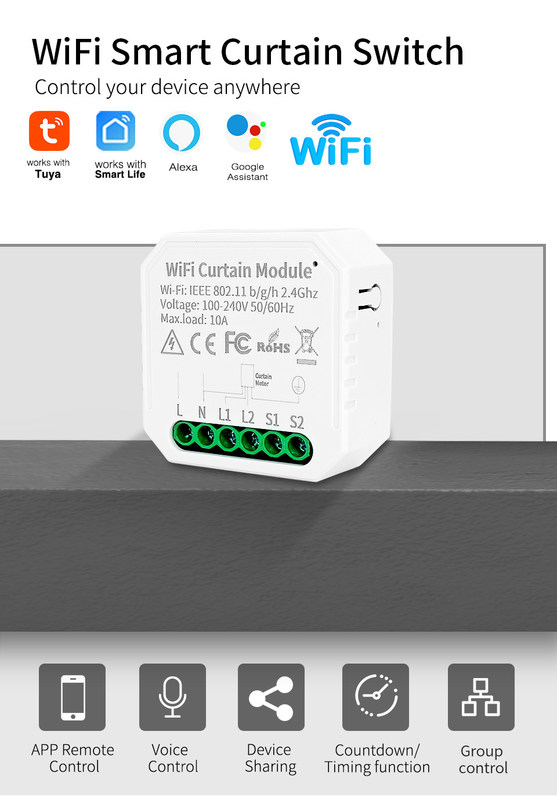 Comutadores inteligentes wifi Controle remoto e de voz com programação e automação, monitorização de energia, fácil instalação e configuração
