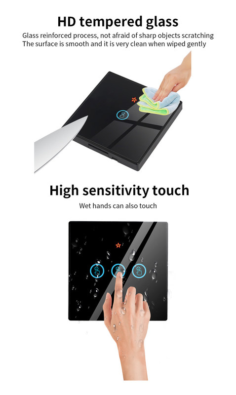 Tuya Wi-Fi controle remoto sem fio interruptor painel de vidro temperado com mini smart breaker melhor escolha para circuito versão antiga