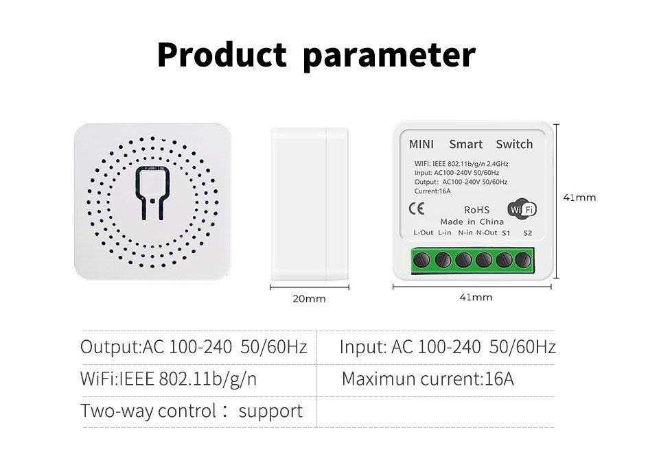 mini interruptor inteligente Solução inteligente confiável - Wi-Fi habilitado padrão - Compacto dispositivo bset escolha para remodelar circuito antigo