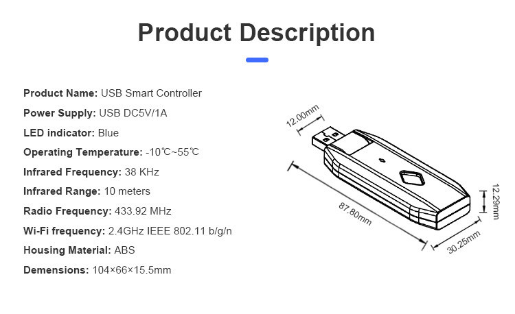 Versão USB universal Homekit Smart Switch Voltagem nominal 3V-5V fácil portátil e suporte controle remoto muitas funções