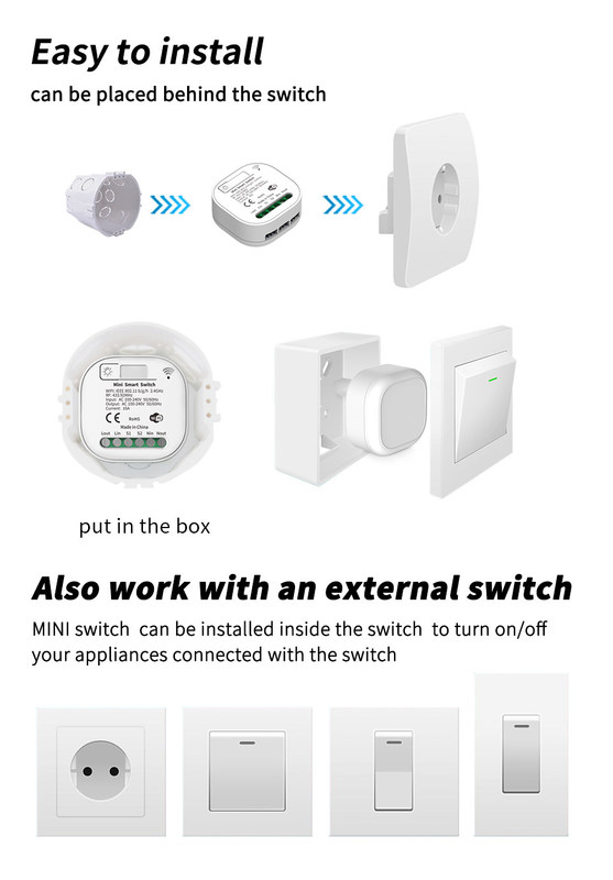 Smart Home Automation Interruptor de luz remoto 16A Modulo de interruptor Tuya Smart Timer Light Switch de parede suporte de controle de voz