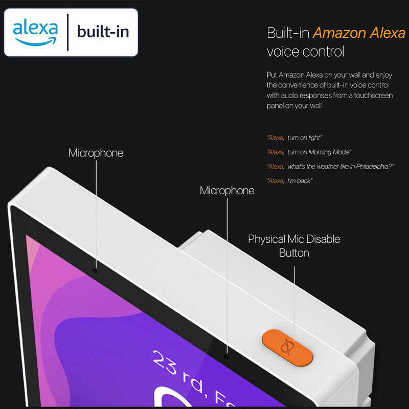 SIXWGH Painel de Controle Inteligente de 5 polegadas com Alexa Integrada, Tela Sensível ao Toque, Câmera à Prova d'Água de 7MP, Gateway Zigbee, Edge Computing, Casa Inteligente