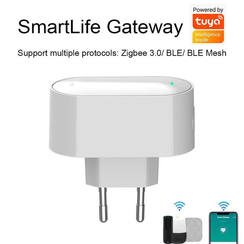 SIXWGH Tuya SmartLife Multi-Protocol Gateway Zigbee 3.0 + para + BLE Mesh Hub Wi-Fi Funciona com Alexa/Google Home Dispositivos de ligação UE