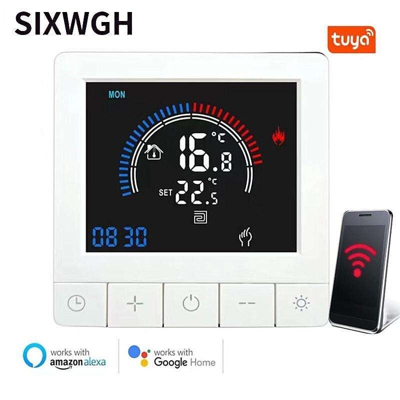 SIXWGH Tuya Smart Thermostat Wi-Fi Controle por App Tela OLED Design Slider Controle por Voz Agenda de 7 Dias Carga de 16A Funciona em Casa