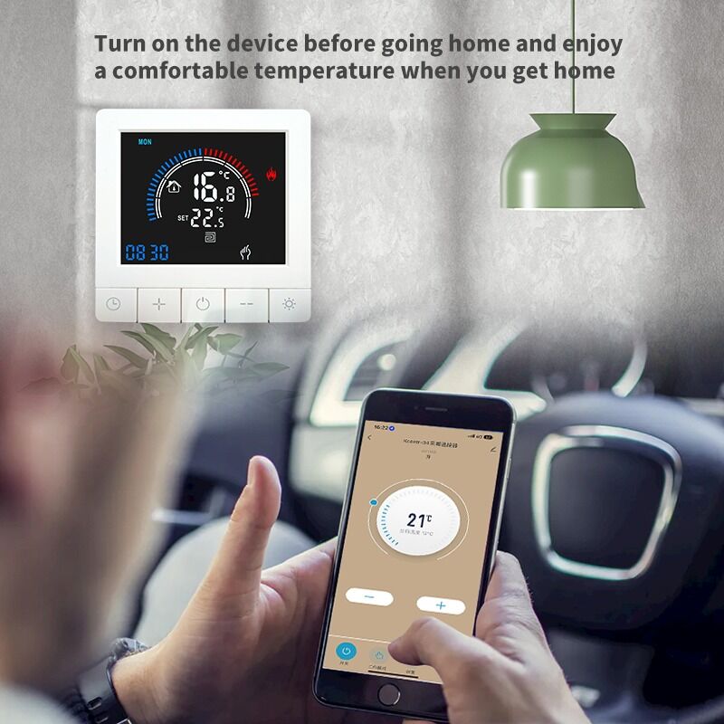 SIXWGH Tuya Smart Thermostat Wi-Fi Controle por App Tela OLED Design Slider Controle por Voz Agenda de 7 Dias Carga de 16A Funciona em Casa