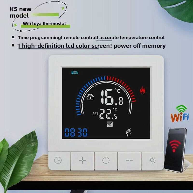 SIXWGH Tuya Smart Thermostat Wi-Fi Controle por App Tela OLED Design Slider Controle por Voz Agenda de 7 Dias Carga de 16A Funciona em Casa