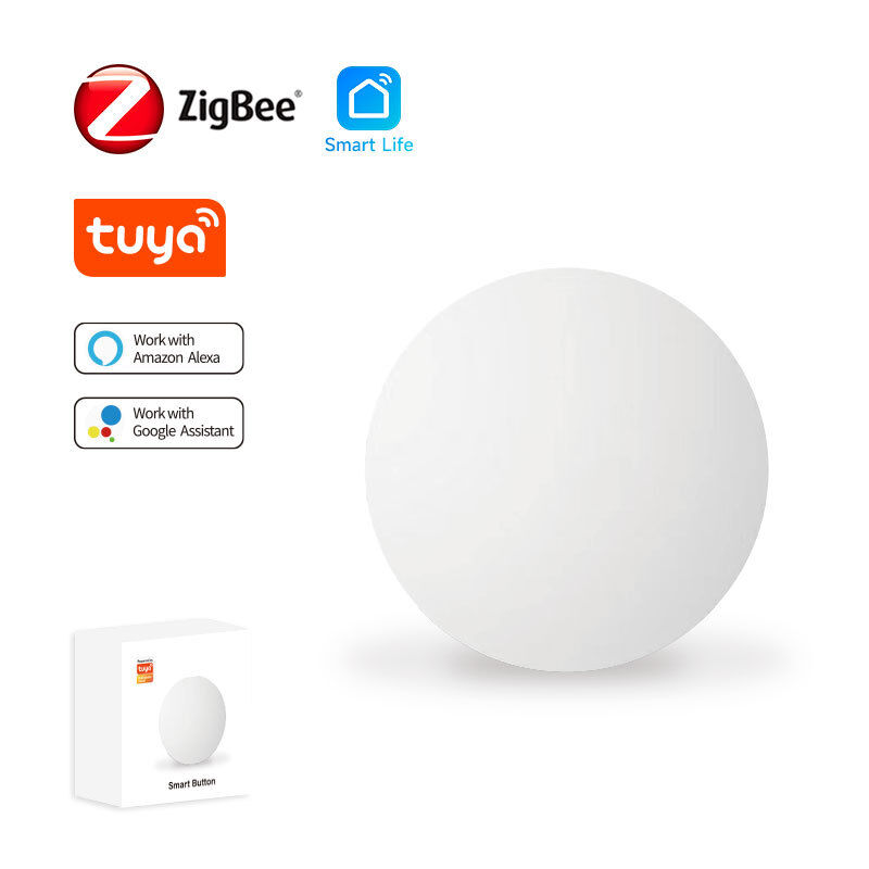 SIXWGH Tuya ZigBee Smart Button Switch Controle remoto sem fio de uma chave Controlador multi-escenário compatível Android Smart Home