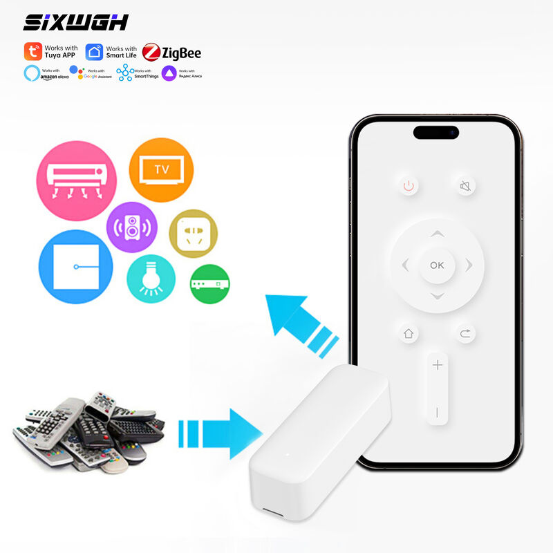SIXWGH Universal Smart IR Remote Control com Zigbee Hub Funciona com Alexa e Google Home APP Hotel Use Design Rotável