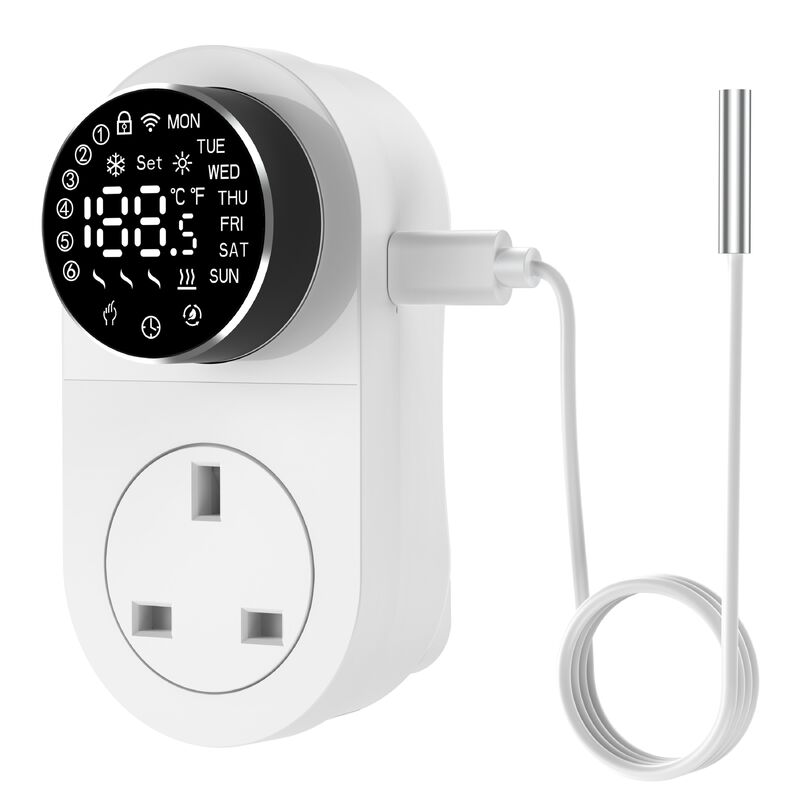 SIXWGH Termostato Inteligente Wi-Fi para Tomada 16A Tela LED Controle Remoto por APP/Voz Sensor NTC Aquecimento Resfriamento para Casa Aquário