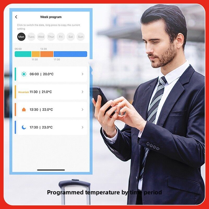 SIXWGH Tuya Zigbee & Wi-Fi Válvula Termostática de Radiador com Tela LCD Touchscreen Controle de Temperatura Programável APP Eco Home por Voz