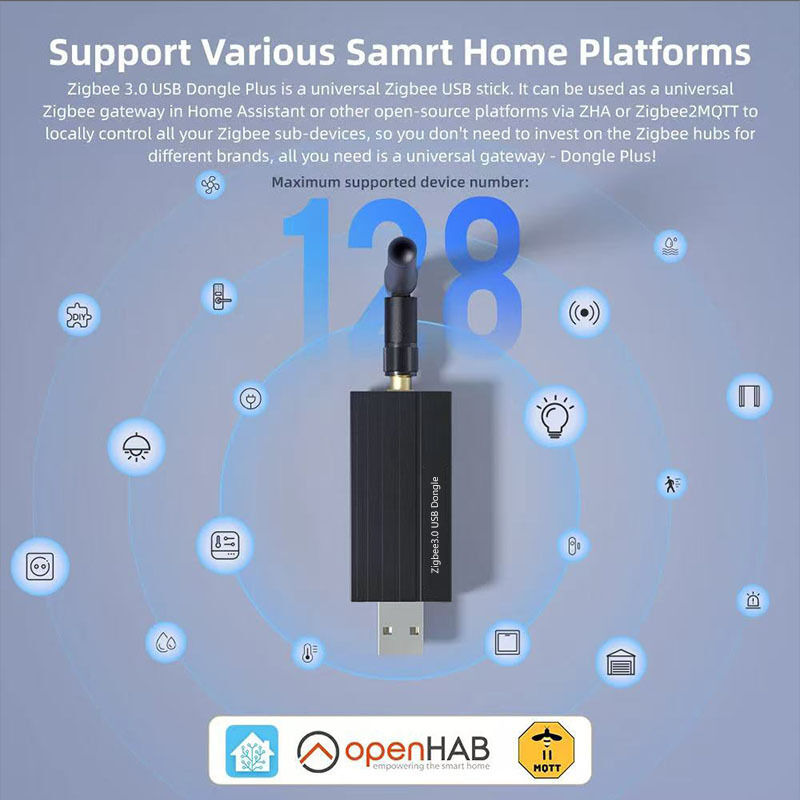 SIXWGH Zigbee 3.0 USB Dongle Plus Gateway Universal para Casa Inteligente Sem Fio com Ganho de +20dBm para Home Assistant Zigbee2MQTT, OpenHAB