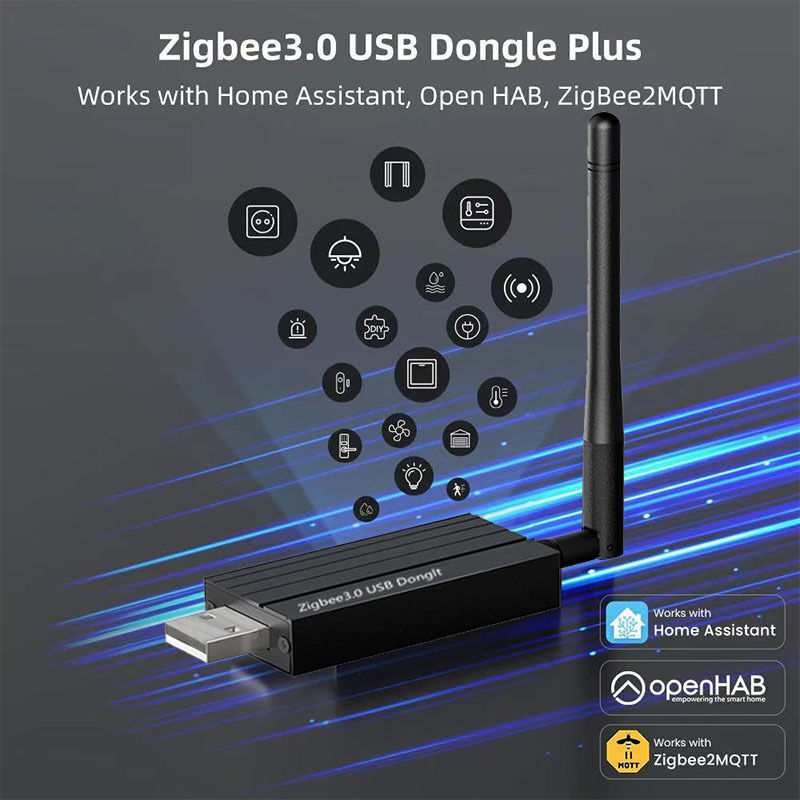 SIXWGH Zigbee 3.0 USB Dongle Plus Gateway Universal para Casa Inteligente Sem Fio com Ganho de +20dBm para Home Assistant Zigbee2MQTT, OpenHAB
