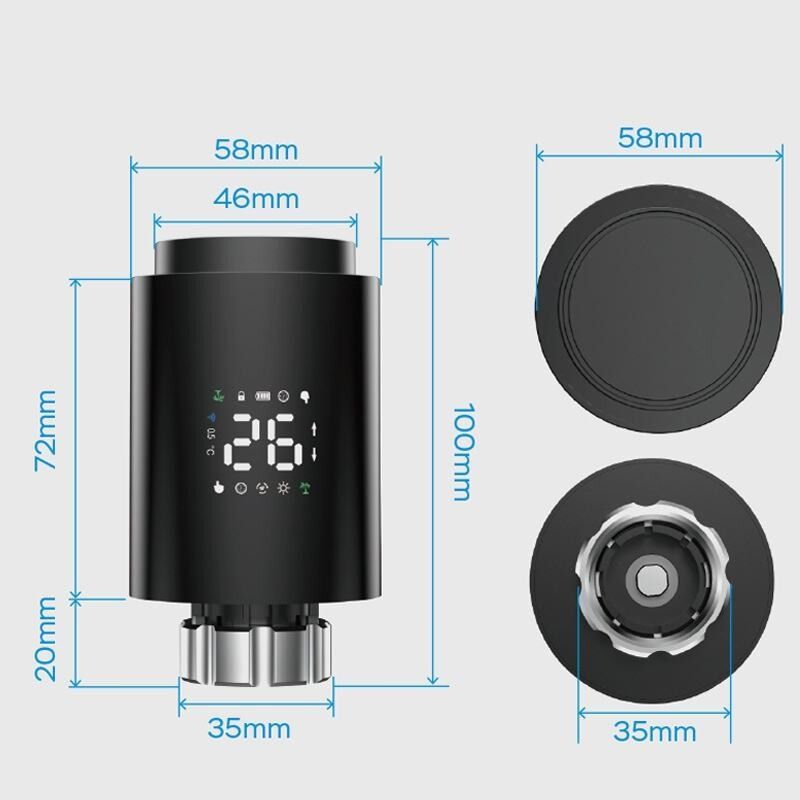 SIXWGH Zigbee 3.0 Válvula Termostática Inteligente para Radiador (TRV) Alexa/Google Assistant Tuya App Aquecimento Sem Fio Programável de 7 Dias