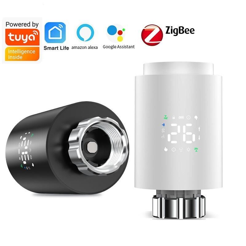 SIXWGH Zigbee 3.0 Válvula Termostática Inteligente para Radiador (TRV) Alexa/Google Assistant Tuya App Aquecimento Sem Fio Programável de 7 Dias