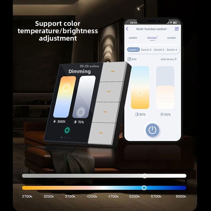 SIXGWH para Interruptor Inteligente Zigbee Touch Pro 4-Gang Sensor Radar Temperatura de Cor Controle de Cortina Dimerizável IP66 Impermeável 220V Smart Life