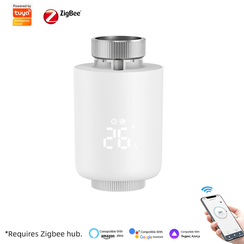 SIXWGH Tuya Zigbee Smart Thermostatic Radiator Valve TRV APP Controle de voz Bar de programação automática Design compatível com Alexa / Google Home