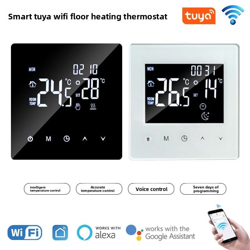 Controlador de Termostato Inteligente de Aquecimento por Piso com WiFi, Controle de Voz, APP, Display LED para Uso Doméstico e Comercial