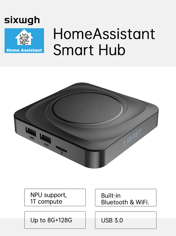 SIXWGH Home Assistant Smart Hub com NPU Rockchip 3566 8K Decodificação Bluetooth/WiFi/Zigbee UniversalSmart HomeGateway Programável