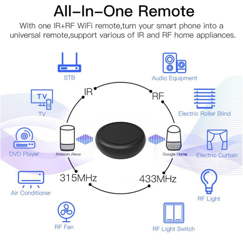 Tuya Smart Home Universal Remote Control Switch, DC 5V Relay Wifi IR RF, compatível com Tuya/Smartlife