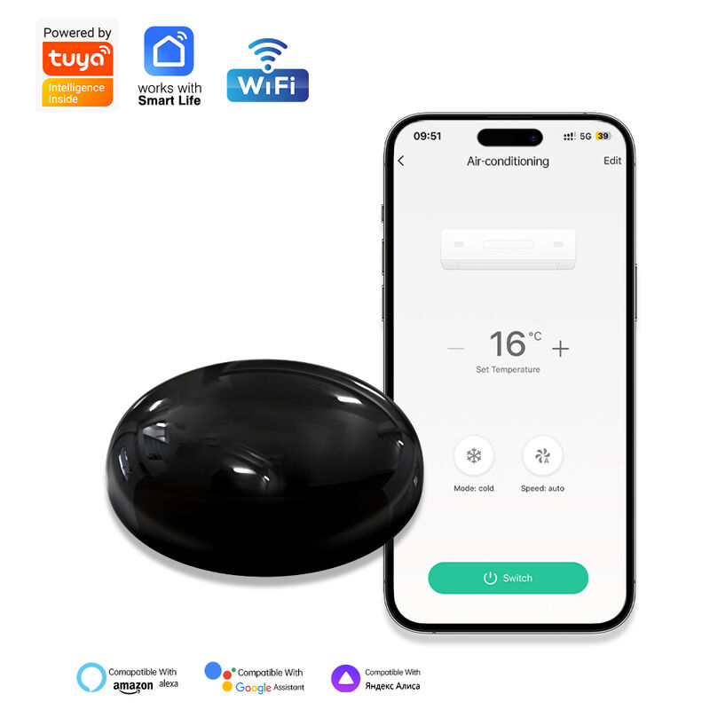 SIXWGH Smart Home Wi-Fi Controle de voz Ar condicionado Alexa Google Home TuyaApp Compatibilidade Universal Infrarroxo Tipo-C Alimentado IR