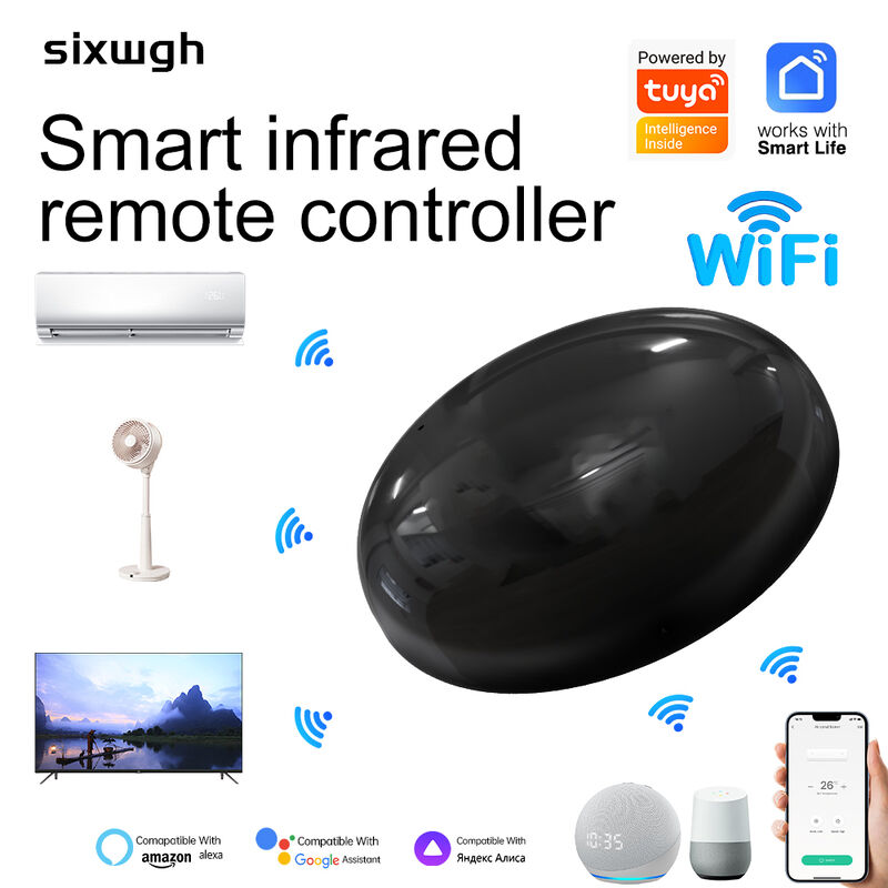 SIXWGH Smart Home Wi-Fi Controle de voz Ar condicionado Alexa Google Home TuyaApp Compatibilidade Universal Infrarroxo Tipo-C Alimentado IR