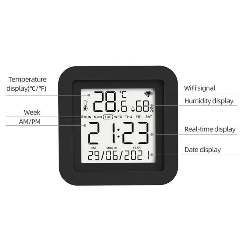 SIXWGH Dispositivo Inteligente de Automação Residencial 3 em 1 Tuya Wi-Fi Controle Remoto IR Tela LCD Sensor de Temperatura e Umidade Controle por Voz